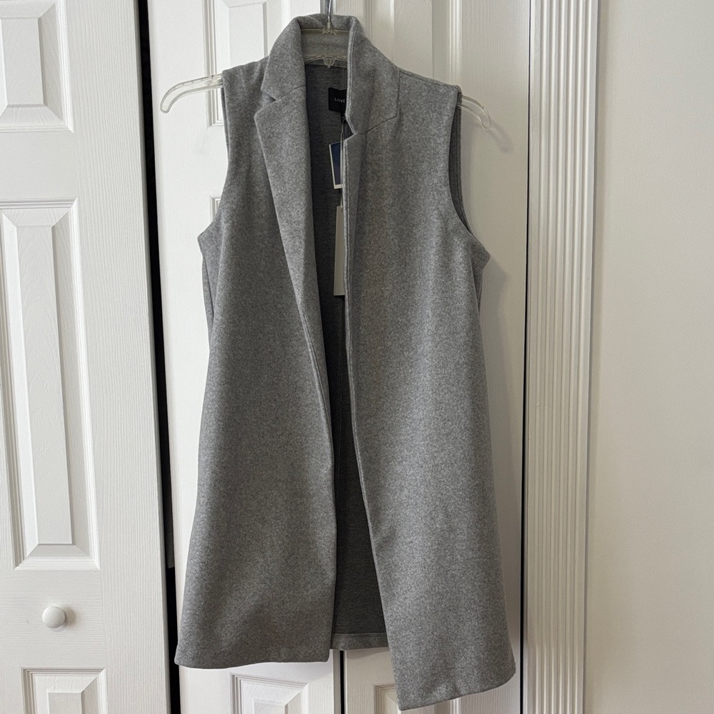 Love Tree Charcoal Open Front Vest